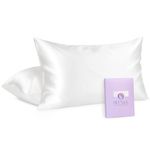 OLESILK 100% Mulberry Silk-Pillow-Cases 2 Pack for Hair and Skin, Real Silk-Pillowcase with Hidden Zipper, Both Sides Natursl Pure Silk, Ivory, Standard 20''×26''