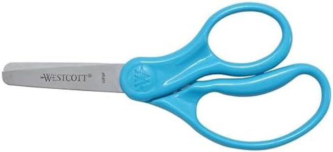 Westcott 15968 Right-Handed Scissors, Kids' Scissors, Ages 4-8, 5-Inch Blunt Tip, Blue