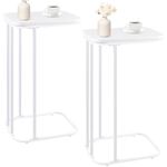 KJGKK C Shaped End Table Set of 2, Small Side Table for Sofa and Bed, Couch Tables That Slide Under, Tall Tv Tray Table for Living Room, Bedroom, Snow White