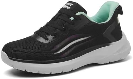 Treesky Non Slip Work Shoes for Women in Food Service - Slip Resistant, Comfortable & Lightweight Sneakers, Suitable for Restaurant, Kitchen & Nursing Crews (Black & Green, Size 6.5)