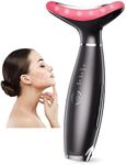 Neck Face Beauty Device, Vibration Face Massager, 3 in 1 Face Sculpting Tool Facial Massager for Double Chin, Thermals and Skin Care（Black）