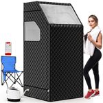 bsdonte Portable Sauna Box for Home, Personal Steam Sauna Tent with Timer, Remote Control, Steamer, Folding Chair, 9 Levels Heating, Indoor Steam Room Full Body, Size 2.6’ x 2.6’ x 5.9’