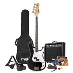 Max GigKit Beginner Bass Guitar Pack - Full-Size Electric Learner Bass Guitar Starter Set in Black, 40W Amp, Bag, Strap, Tuner, Lessons & Accessories Included - Ideal Starter Pack for Beginners