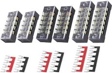 BlueStars 6 Packs 4/5/6 Positions Terminal Strip Blocks 600V 15A with Cover and 6 Packs 400V 15A Pre-Insulated Terminals Barrier Strip Used for Home Electrical Project