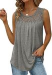 Saloogoe Womens Sleeveless Tops Loose Fit Tunic Tank Tops Flowy Summer Outfits Grey S