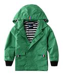 Hiheart Boys Girls Waterproof Hooded Jackets Cotton Lined Rain Coat Green 7-8