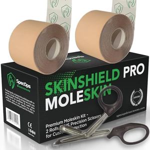 Athletic Moleskin for Blister Prevention, SkinShield Pro 2-Roll Bundle (32 ft) with Trauma Shears for Cutting Moleskin