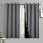 PONY DANCE Total Blackout Curtains - Curtains for Bedroom Energy Saving, Grey Curtains Thermal Insulated Curtain Eyelet Privacy Protected for Window, Set of 2, 46 inch x 54 inch, Grey