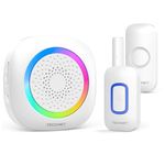 TECKNET Door Sensor Chime for Door Opens, Wireless Doorbell with 1000 FT Operating Range, RGB Indicator, 61 Ringtones, for Business/Home/Office, 1 Door Open Alarm + 1 Doorbell+1 Receiver