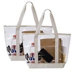 VENO 2 Pack Clear Tote Bag for Travel and Sports,Heavy Duty Handbag for Women,Lunch,Stadium Approved See Through Storage Bags(2 Pack, Beige)