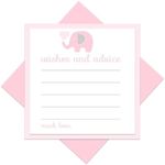 Elephant Wishes & Advice Cards Girls Baby Shower Pink & Grey 25pc.