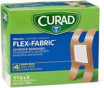 Curad Fabric Adhesive Knuckle Bandages, Finger Bandages for Knuckles (Pack of 100), Natural