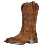 SheSole ladies Cowgirl Cowboy Boots for Women Wide Square Toe Mid Calf Brown US 6