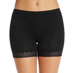 GLAMORAS Women's Cotton Lace Boy Shorts High Coverage Stretch Mid Waist Bike Cycling Slip Yoga Shorts Under Dresses Undershorts for Women & Girls - Free Size (Pack of 1, Black)