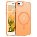 GUAGUA Magnetic Case for iPhone 7 & iPhone 8 & iPhone SE 2022/2020 [Compatible with Mag Safe] Translucent Matte Back Slim Thin Anti-Scratch Shockproof Protective Phone Case for iPhone SE/8/7/6-Orange