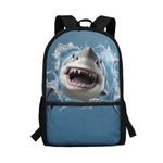Showudesigns Shark Backpack for School Kids 10-12 Girls Boys Bookbag Middle School Bag With Side Pocket 17inch Laptop Backpacks Teenager Schoolbags Travel Daypack Blue