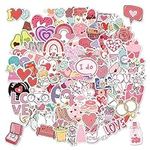 Rumyve 100 PCS Heart-Shaped Pink Cute Stickers - Love You Scrapbooking Waterproof Stickers for Girls' Fashion, Luggage, and Laptop