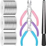 3 Rolls 18/20/22 Gauge Craft Wire for Jewelry Making Aluminum Wire with Ring Sizer Pliers for Jewelry Making(Silver)