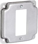 Airmont Products AP-12093, 4" Square Decorator Switch Electrical Box Cover, 1/2" Raised, 2-Gang Single Rocker, Exposed Work, Galvanized Steel, Crushed Corners, 2-Gang Cover