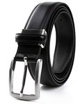 Contacts Men's Genuine Leather Pin Buckle Belt | Leather Belt for Men Classic Designs for Work & Business Casual (Black)