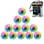 Winnwell Street Hockey Balls Medium Density Ball for Indoor & Outdoor - Made for for Field, Road & Street Hockey Games – with Storage Bag - 65mm & 50 Gram Weight (Multi Colour)