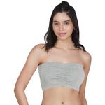 DChica Grey Sports Tube Bra for Women's, Cotton Padded Bra, Full Coverage, Non-Wired Women's T-Shirt Workout Gym Bra, Seamless Padded Bra Without Strap Training Bras (Pack of 1)