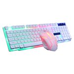 Gaming Keyboard and Mouse Set USB Wired Gaming Keyboard Mouse Set GTX300 Mouse and Keyboard Combo Light up Keyboard for Pc Computer Laptop Desktop White