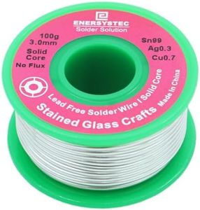 3.0mm Solder Wire for Stained Glass Lead Free, Solid Core Solder Wire for Glass Artwork Crafts, No Flux Core, Craft Soldering Wire Unlead, Sn99 Ag0.3 Cu0.7, 0.12 Solder Diameter Thick Gauge RoHS