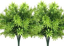 Dekorly Artificial Plants, Plastic Shrubs Faux Flowers Fake Grass Leaves Simulation Greenery Bushes Indoor Outdoor Home Garden Office Yard Verandah Wedding Decoration Planter Filler (Set of 2)