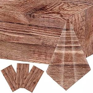 3 Pieces Wood Grain Tablecloths Rustic Plastic Table Covers for Rectangle Table Brown Wood Vintage Farmhouse Table Cloth Decorations for Western Barn Themed Birthday Wedding Party