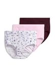 Jockey Women's Underwear Elance Breathe Brief - 3 Pack, Pink Pearl/Medieval Floral/Deep Sangria, 6