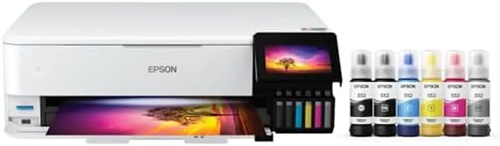 Epson EcoTank Photo ET-8550 Wireless Wide-Format All-in-One Supertank Printer with Scanner, Copier, Ethernet and 4.3-inch Color Touchscreen, Large, White