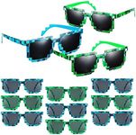 Pixel Sunglasses - 12 Pack - Robot Eye-wears for Kids and Adults - Pixelated Graphics Frames - Perfect Birthday Party Favors, Gaming Events, Raves, and More - UV Protected and Durable