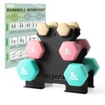 PhysKcal 1kg, 3kg, 5kg Hex Dumbbells Set with Steel Rack, Hand Weights with Storage Rack, Strength Training Fitness Home Workout