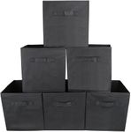Set of 6 Folding Cube Storage Bins, EZOWare Organiser Basket Containers with Handles, for Home Office Nursery Organisation, 26.7 x 26.7 x 27.8 cm - Black