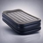 Toy Imagine Fiber-Tech Deluxe Air Mattress Single Bed (39 x 75 x 16.5 Inches) Raised Inflatable Airbed with Built-in Pillow & Electric Pump | Soft Flocked Sleeping Surface