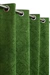 Kiara Creations 2 Piece Velvet Emboss Damas Room Darkening Curtains for Window 5 Feet, Dark Green