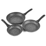 Salter COMBO-8207A Megastone Non-Stick Frying Pan Set, 3 Piece Pan Set, 20/24/28 cm, Forged Aluminium Cookware, Dishwasher & Metal Utensil Safe, Use Little or No Oil for Healthier Meals, PFOA-Free