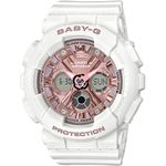 Casio Women's 43.00mm Quartz Watch with Pink Analogue - Digital dial and White Rubber Strap BA-130-7A1ER