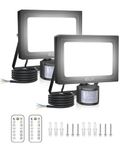 CLY 25W Security Lights Outdoor Motion Sensor, 2100 Lumen IP66 Waterproof Outside Light with Remote Control 6500K Motion Sensor Flood Light, LED Outdoor Lights for Backyard, Garden, Doorway, Garage 2P