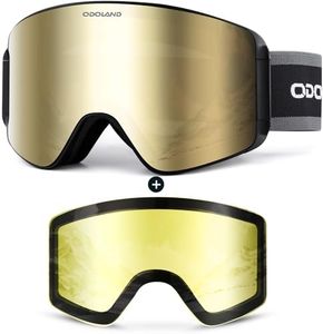 Odoland Kit di Maschera da sci con Lente Rimovibile, Lenti Intercambiabili Magnetico Senza Cornice, Occhiali da Sci Anti-nebbia con Protezione UV400, BJ
