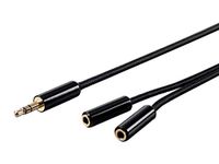 Monoprice Auxiliary 3.5mm Stereo Plug to Two 3.5mm Stereo Jack Cable (Gold Plated) 0.5 Feet | Compatible Smartphones, Tablets Many Other Devices - Onyx Series