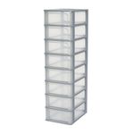 Iris Ohyama, Tower, Dresser, Plastic storage organizer with ergonomic handle, 8 + 7L, Unit, With integrated handle, BPA free, Office, Bedroom, Living room, OCH-2008, Grey