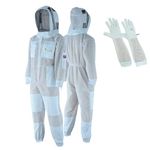 BEEKEEPING XPERT Three Layer Ultra Ventilated Beekeeping Suit for Men and Women with Fencing Veil, Professional Sting Proof Beekeeper Suit, Premium White Fabric Polycotton Bee Suit (Small)