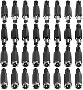 VGOL 32Pcs Female&Male DC Power Jack Solder Plug Connectors DC Female Panel Mount Connector Electrical Accessories for CCTV Applications