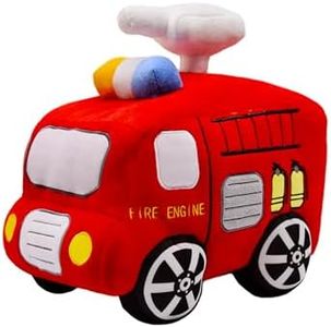 BABOLI Soft Fire Engine Stuffed Special Vehicle Plush Fire Truck Cuddly Rescue Vehicle Toy Sweet Gifts for Kids Present for Birthday or Stuff Collection 10 Inches (Fire Engine)