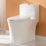 HOROW T0338W Elongated One Piece Toilet, 17.3" ADA Comfort Height Compact Toilet with Soft-Close Seat, 0.8/1.28 GPF High-Efficiency Dual Flush & MAP 1000g, Standard Bowl for Bathroom, White