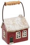 Shudehill Giftware Village Pottery Christmas Cottage Ceramic Red and White Lantern