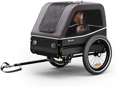 Klarfit Goldie S Dog Bike Trailer, Foldable Pet Bicycle Trailer with Built-in Leash, Water-Repellent, Double Safety Fastening, Reflectors & Rain Cover, Max Load 28kg, Dark Grey