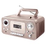 Portable Stereo CD Player with Bluetooth, AM/FM Stereo Radio and Cassette Player/Recorder (Rose & Gold)